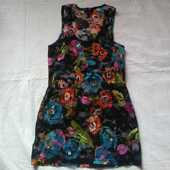 Almost Famous Sheer Lace Mesh Floral Print Top - Picture 6 of 8